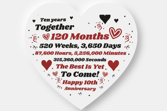 10TH ANNIVERSARY GIFT HUSBAND WIFE Graphic Design for Crafts