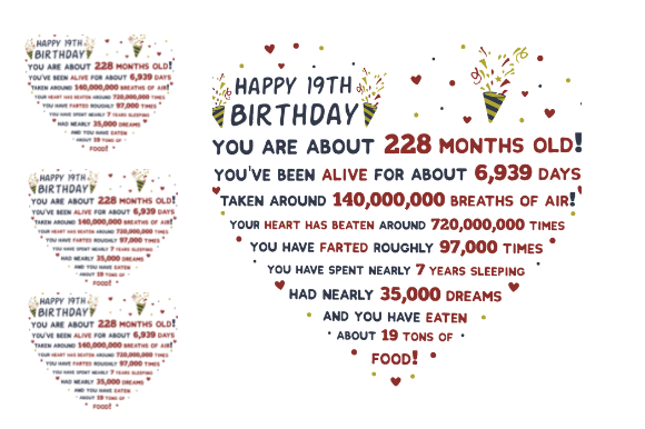 19TH BIRTHDAY FACTS HEART Review for Embroidery Projects