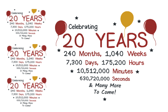 20TH BIRTHDAY Graphic Design for POD: A Crafts-Forward Visual Asset